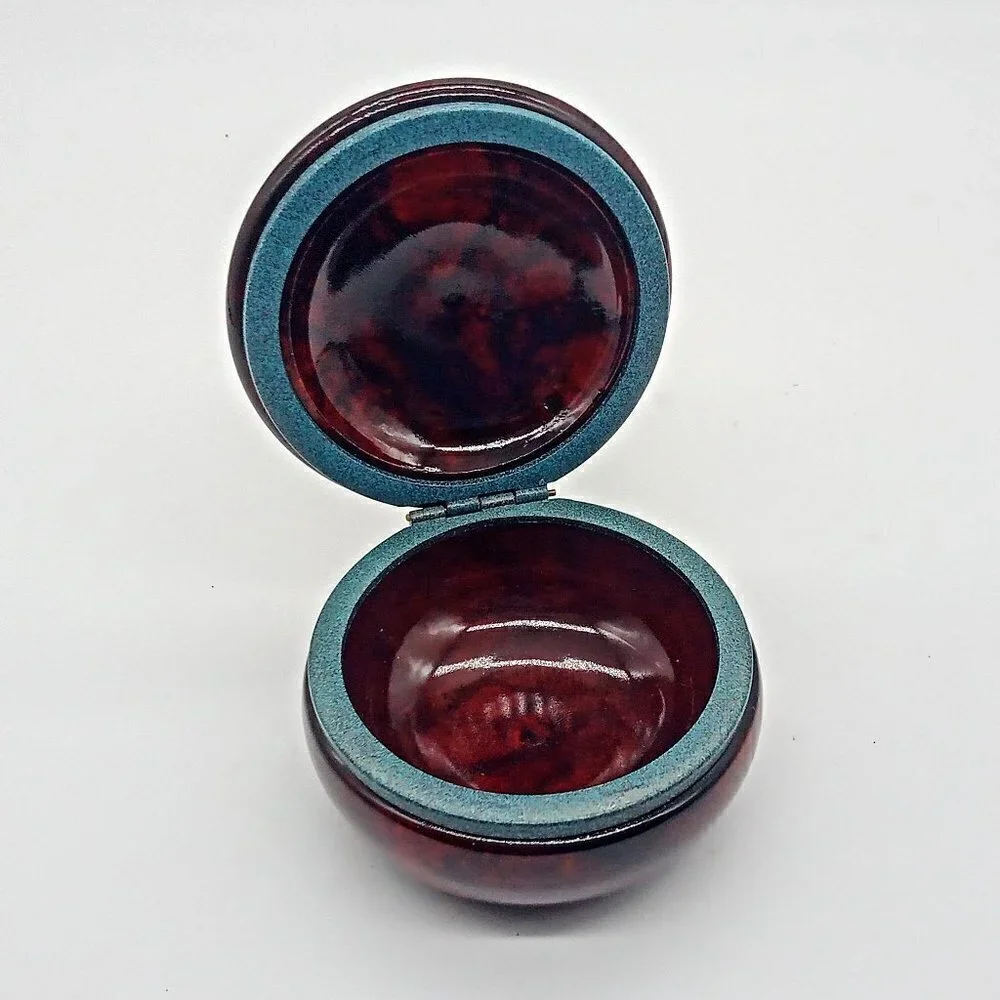 Brown Alabaster Hand-Carved Hinged Trinket Box